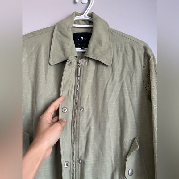 7 For All Mankind Eyelet Sleeves Bomber Jacket - Picture 7 of 12